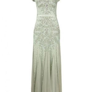 Adrianna Papell Mint Green Cap-Sleeve Beaded Embel